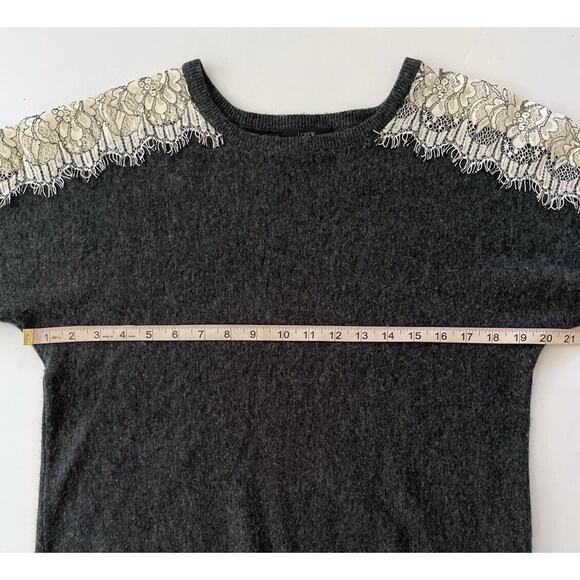 J CREW Lace-Trimmed Gray Sweater - Picture 3 of 6